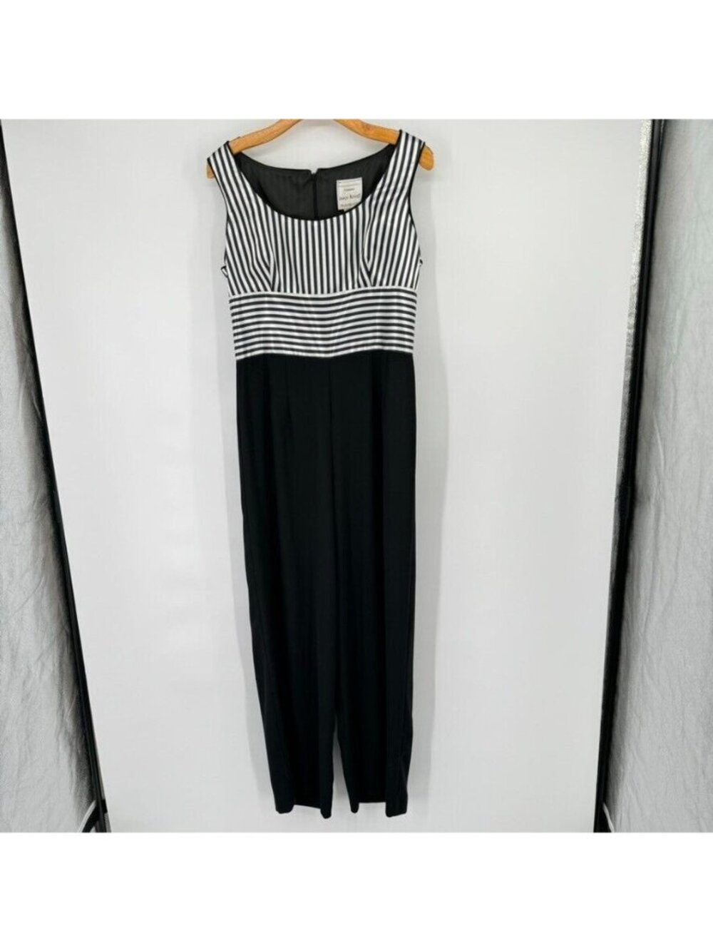 JOSEPH RIBKOFF Black Jumpsuit  Pant Suit w/ jacket womens stripes size 10 - Picture 5 of 16